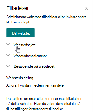 Feltet Webstedstilladelser