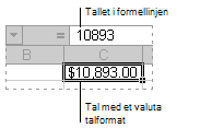 Formellinje og relateret celle