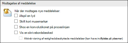 Indstillinger for modtagelse af meddelelse