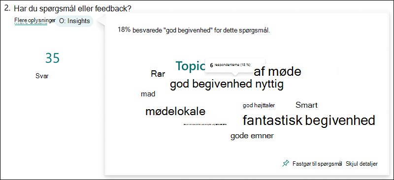 Eksempel på Word-skyindsigt til Microsoft Forms