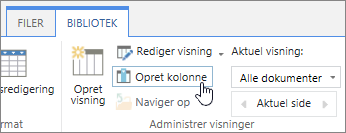 Link til at oprette kolonne i SharePoint Online-bibliotek