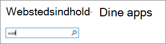 Søgefeltet App med "wiki" indtastet 