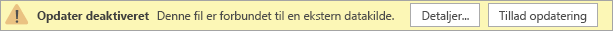 Meddelelse om deaktiveret opdatering i Visio til internettet Offentlig forhåndsvisning.