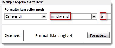 Felt til redigering af betinget formateringsregel