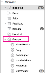 Grupper, der er kategoriseret i mapperuden i Outlook 2016 til Mac