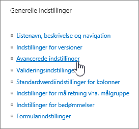 Klik på Avancerede indstillinger i vinduet Indstillinger