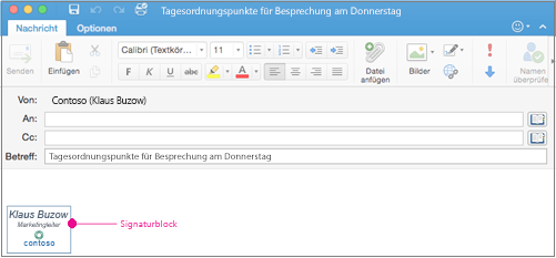 E-Mail-Nachricht mit Signaturblock