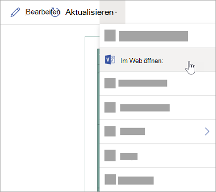 Wählen Sie die Auslassungspunkte (...) aus, um weitere Optionen anzuzeigen, und wählen Sie dann Im Web öffnen aus.