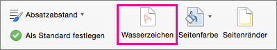 Auf der Registerkarte "Entwurf" ist die Option "Wasserzeichen" hervorgehoben.