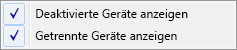 Screenshot von 'Deaktivierte Elemente anzeigen'
