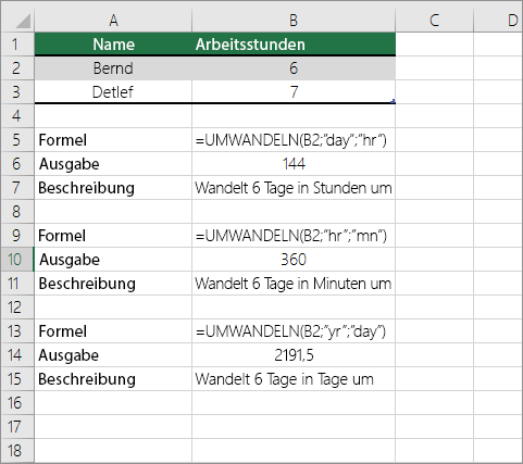 Beispiel: Konvertieren zwischen Zeiteinheiten