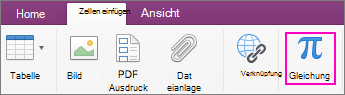 Klicken Sie auf die Registerkarte "Einfügen", und wählen Sie "Formel" aus