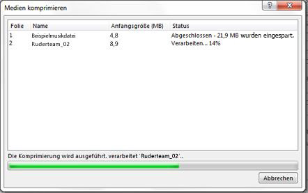 Mediendateien werden komprimiert