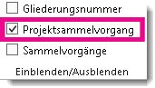 Anzeigen des Projektsammelvorgangs