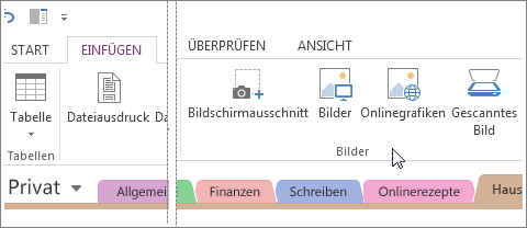 Fügen Sie Bilder in OneNote ein.