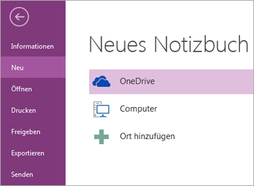 Der Vorgang "Neues Notizbuch" in OneNote