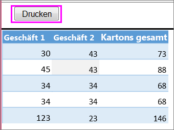 Seitenansicht der Tabelle