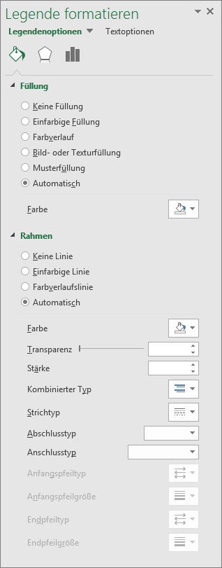 Format Legend border task pane