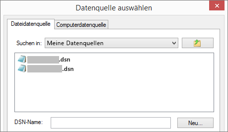 Dialogfeld 'Datenquelle auswählen'