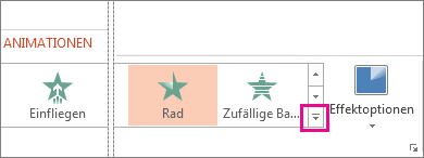 Schaltfläche 'Mehr' auf der Registerkarte 'Animationen'