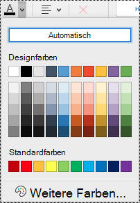 Dropdownmenü "Schriftfarbe" in OneNote für Mac.