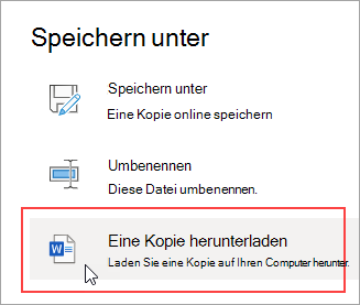 "Speichern unter" – Herunterladen einer Kopie
