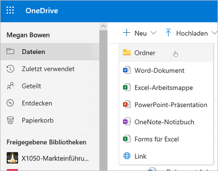 OneDrive: Ordner erstellen