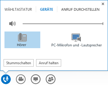 Screenshot der Steuerelemente für Audioanrufe