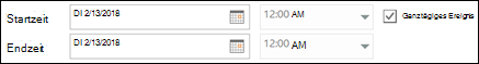 Aktivieren oder deaktivieren Sie das Kontrollkästchen ganztägiges Ereignis.