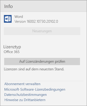 Informationen zum Word Mobile-Fenster