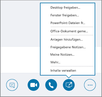 Screenshot des geöffneten Menüs "Inhalt freigeben"