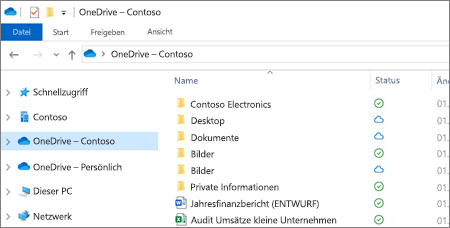 Screenshot von OneDrive for Business-Dateien im Datei-Explorer