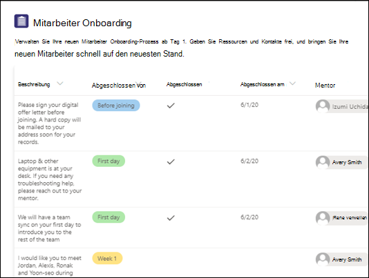 Vorlage für das Onboarding von Mitarbeitern