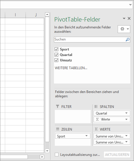 PivotTable-Felder