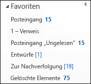 Favoriten am oberen Rand des Navigationsbereichs