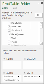 PivotTable-Feldliste