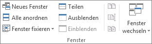 Gruppe 'Fenster' auf der Registerkarte 'Ansicht'