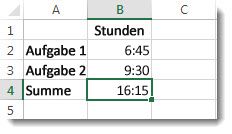 Zeitspanne für zwei addierte Aufgaben