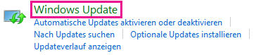 'Windows Update'-Link unter Windows 8 in der Systemsteuerung