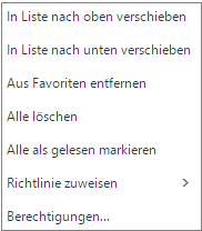 Kontextmenü, das angezeigt wird, wenn Sie mit der rechten Maustaste auf den Mail-Posteingang klicken