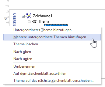 Wählen Sie im Kontextmenü mehrere Themen hinzufügen aus.