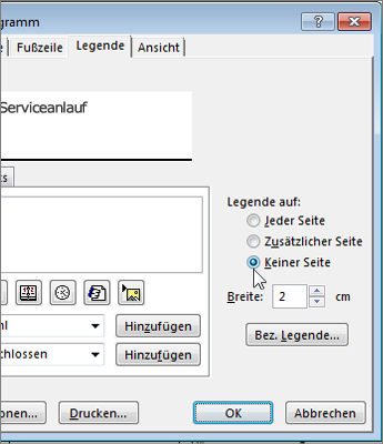 Option zum Ausschließen der Legende beim Drucken