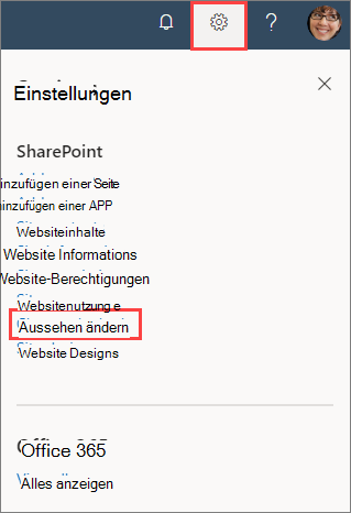 Abbildung des Bereichs "Websiteeinstellungen"