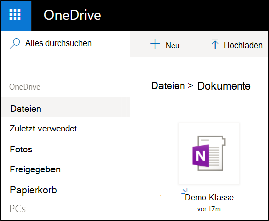 Microsoft-Konto OneDrive-Ordner "Dokumente"