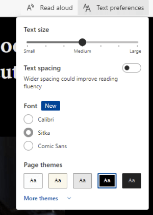 Plastischer Reader Optionen für Texteinstellungen in Word