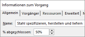 Screenshot des Dialogfelds "Vorgangsdetails" zu einem Vorgang mit "Prozess abgeschlossen"