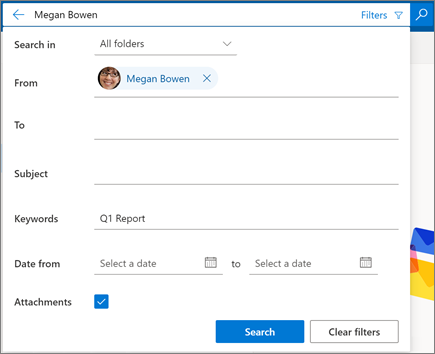 Suchfilter in Outlook im Web