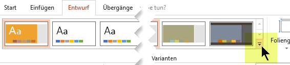 Klicken Sie auf den Abwärtspfeil, um den Katalog der Farbvarianten zu öffnen.