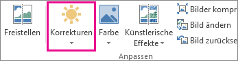 Schaltfläche 'Korrekturen' auf der Registerkarte 'Bildtools'