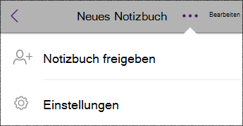 Schaltfläche "Einstellungen" in Notebooks auf dem iPhone.